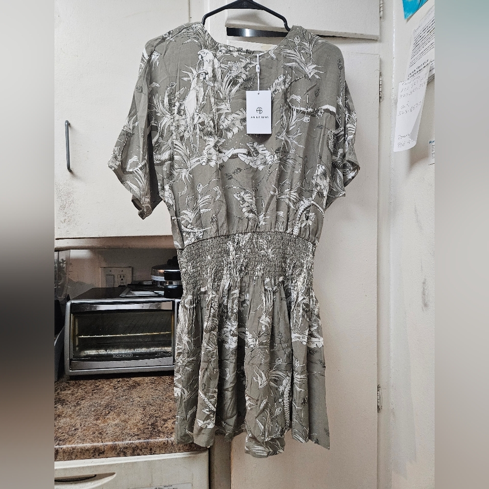 Anine Bing Kaine New NWT sz Medium M Tropical print green white dress